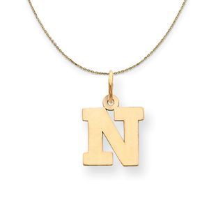 14k Yellow Gold, Amanda, Sm Block Initial N Necklace - 18 Inch